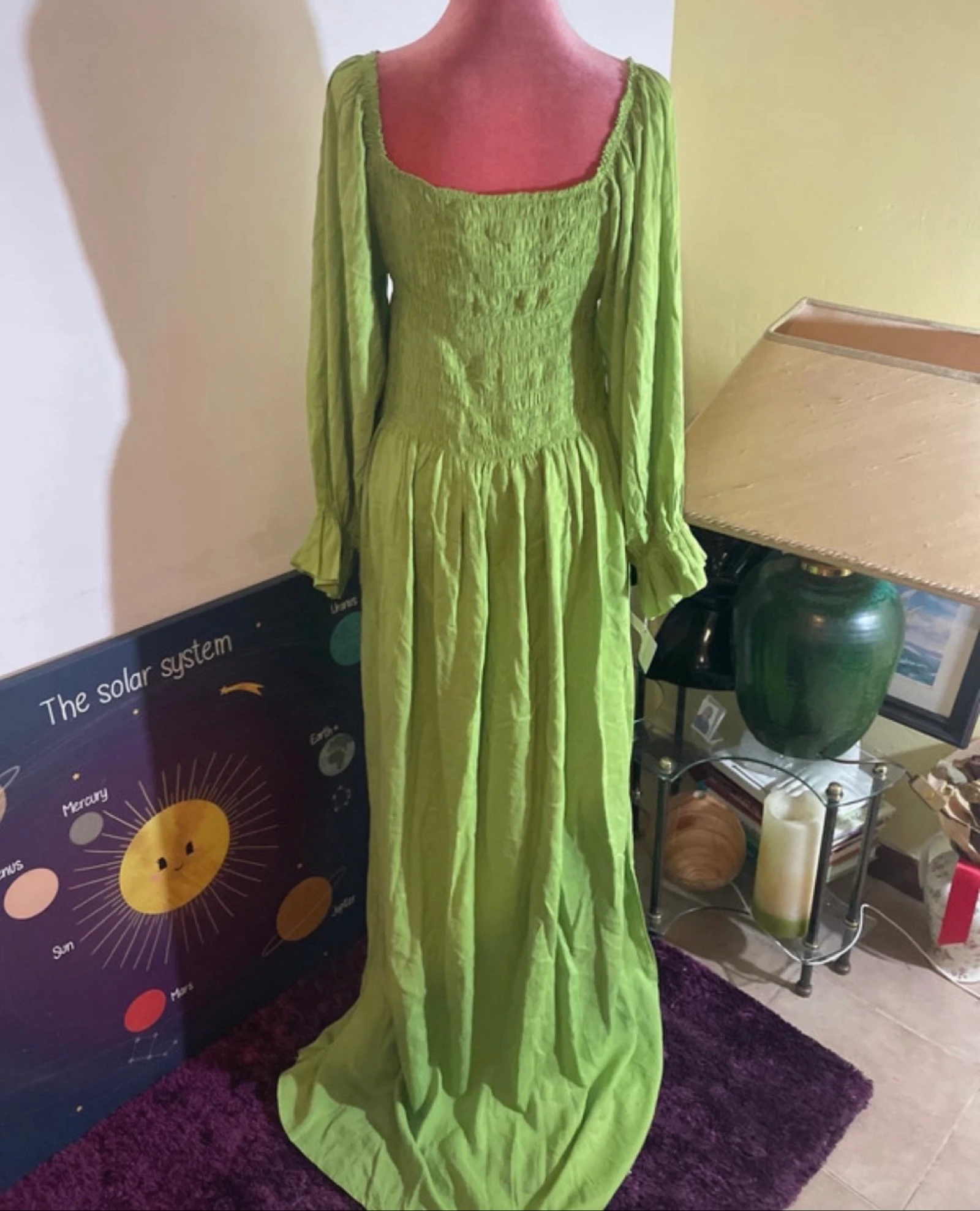 Lime green long dress, boho style. – photo 5